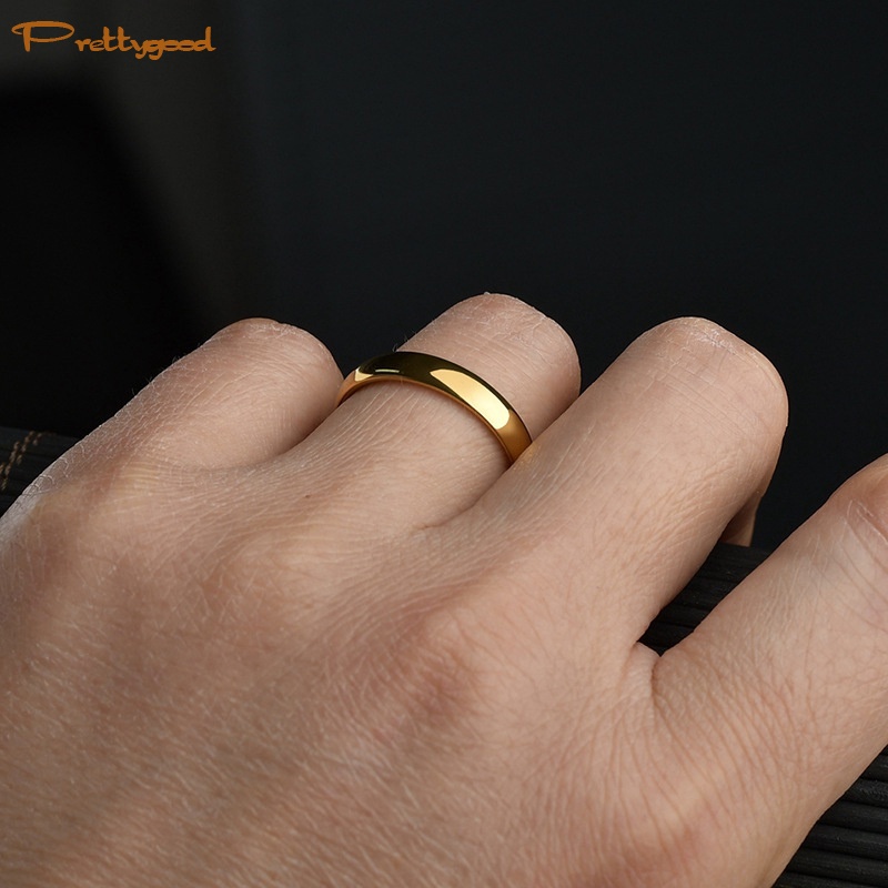 Asli 375 Grade Stainless Steel Couple Ring Titanium Gold Ring Hadiah Hari Valentine -PD