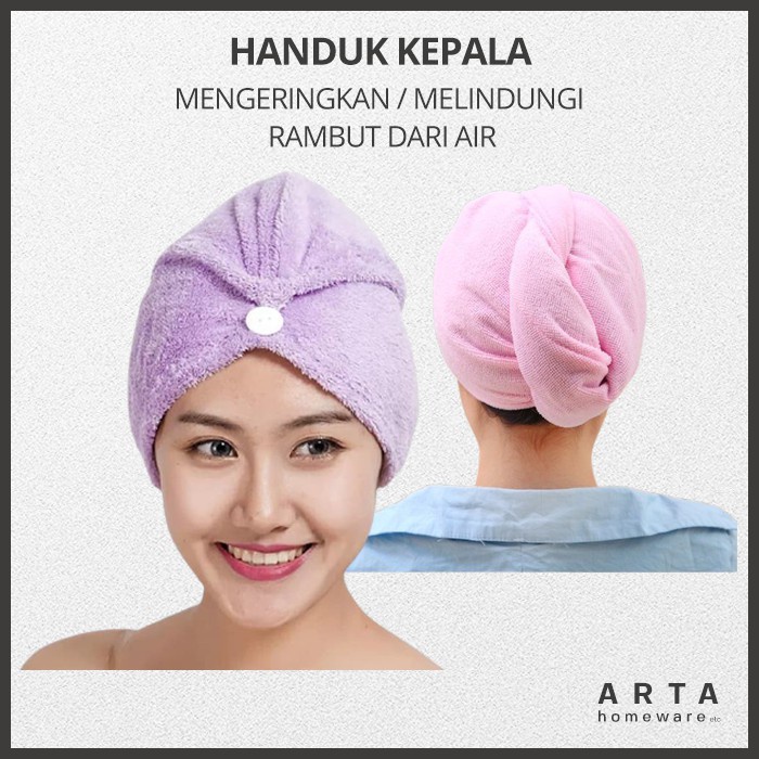 Handuk Keramas Hairtowel Handuk Turban Microbulu Handuk Kancing Kramas Handuk Rambut Moneykick