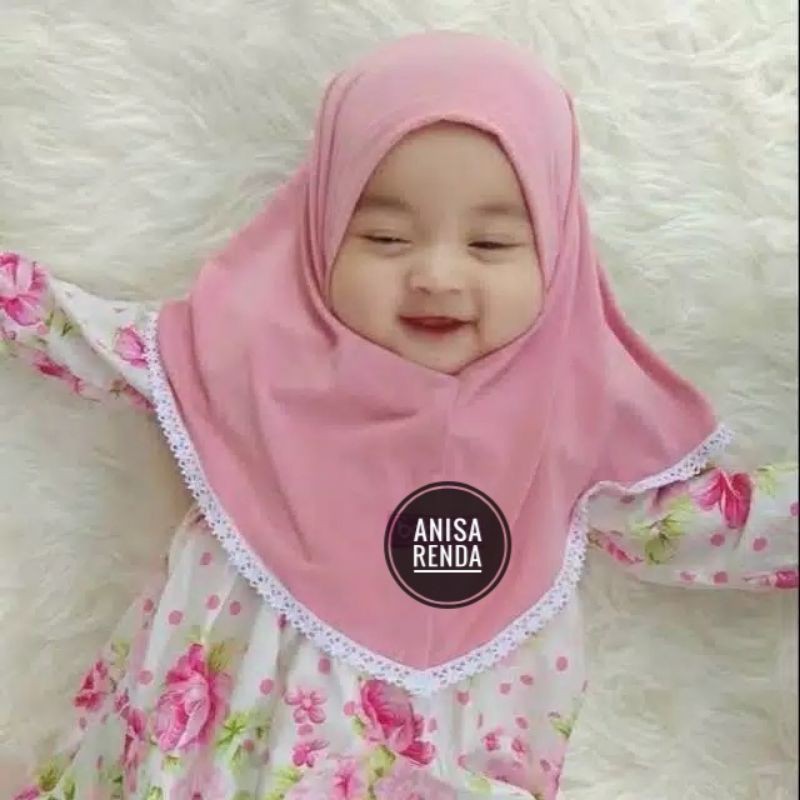 Jilbab Anak Bayi Anisa Renda Usia 0-3 th all size Premium/Hijab baby