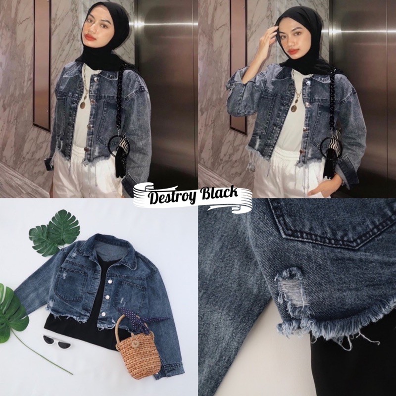 Tq88indonesia Baju Jaket Jeans Wanita Terbaru /  DESTROY SNOW JACKET / Jaket Jeans Cewek / Ootd