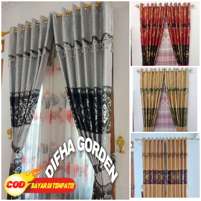 Gorden Poni Tempel Rumbai Jendela Pintu Kamar rumah Ruang tamu tinggi 230cm Blackout import Tebal