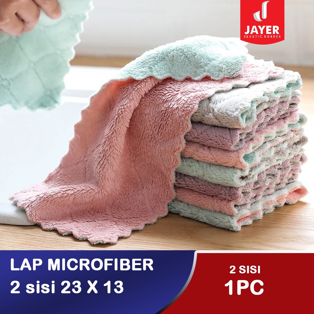 Kain Lap Microfiber Kichen Anti minyak Kotor 2 sisi Tebal Berkualitas