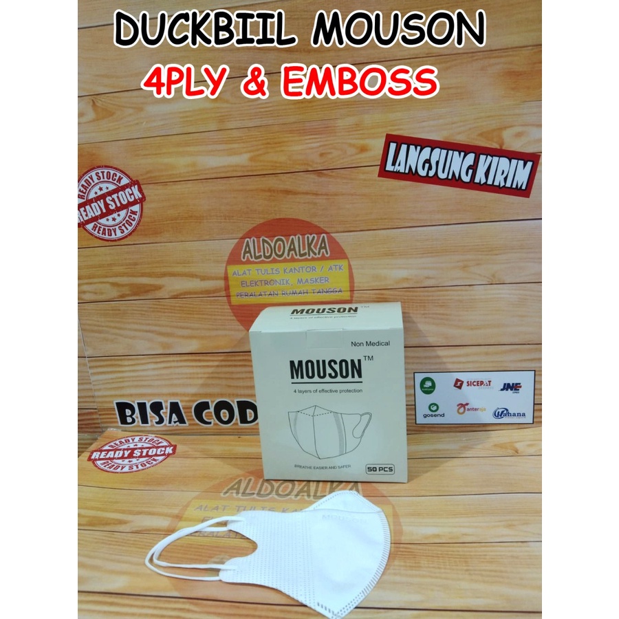 Masker Duckbill garis 4ply Mouson embos per box isi 50pcs