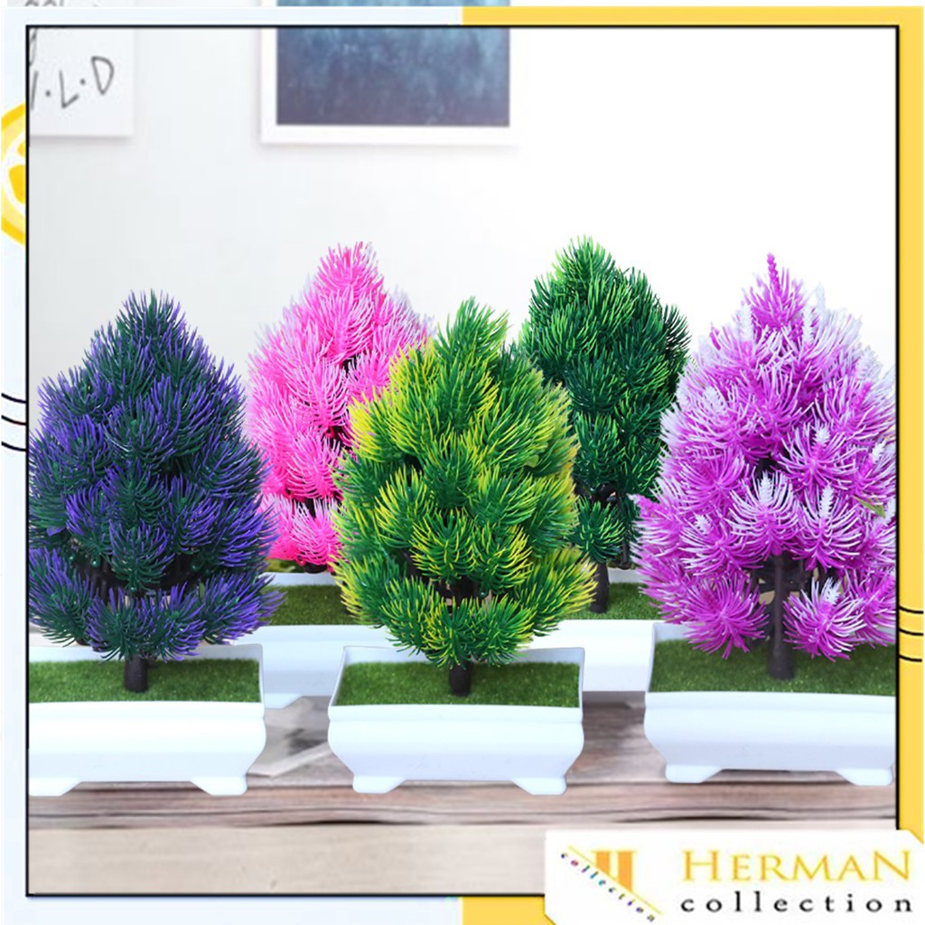 HC Pot Ornamen Christmas Bunga 21 Tanaman Hias Artificial Dekorasi Bunga Pot Bunga Plastik Import