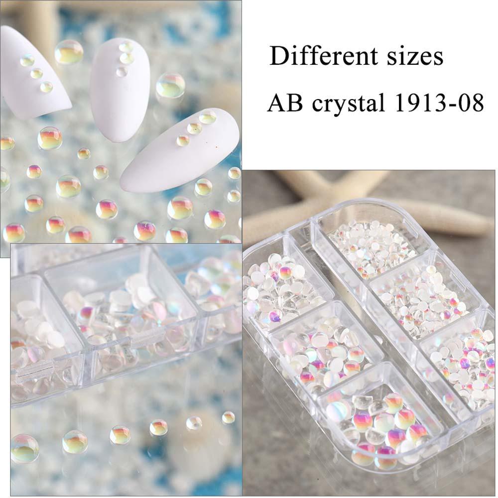 AUGUSTINA Agustinina Kuku Aurora Berlian Imitasi Fashion Flat Bottom Diamond Round Beads Design Ukuran Campur DIY Ornamen