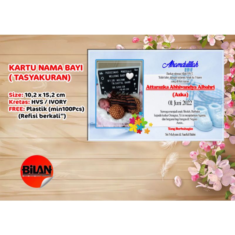 Kartu nama bayi/Tasyakuran isi50pcs