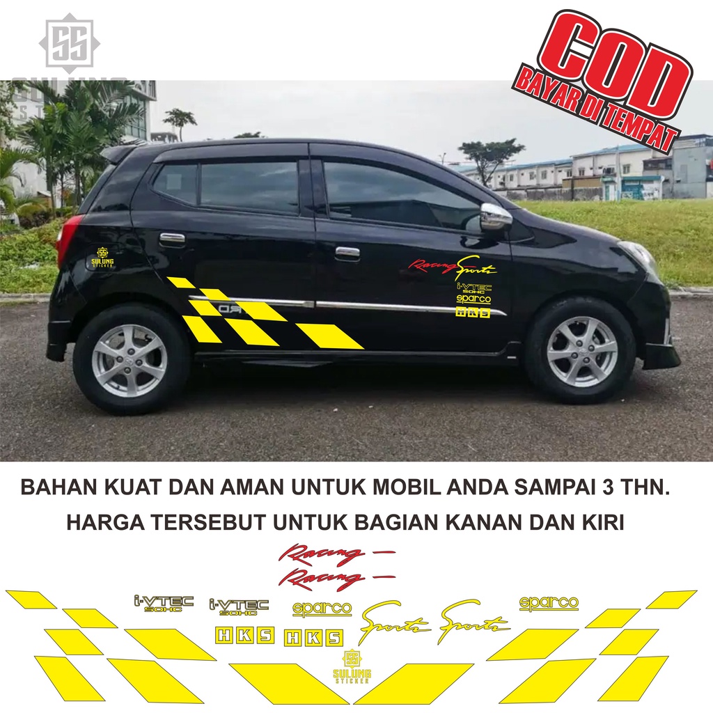 Stiker Mobil Simple Agya Ayla Yaris Jazz Brio Variasi Cutting Sticker Competition Aksesoris Keren Simpel Terbaru