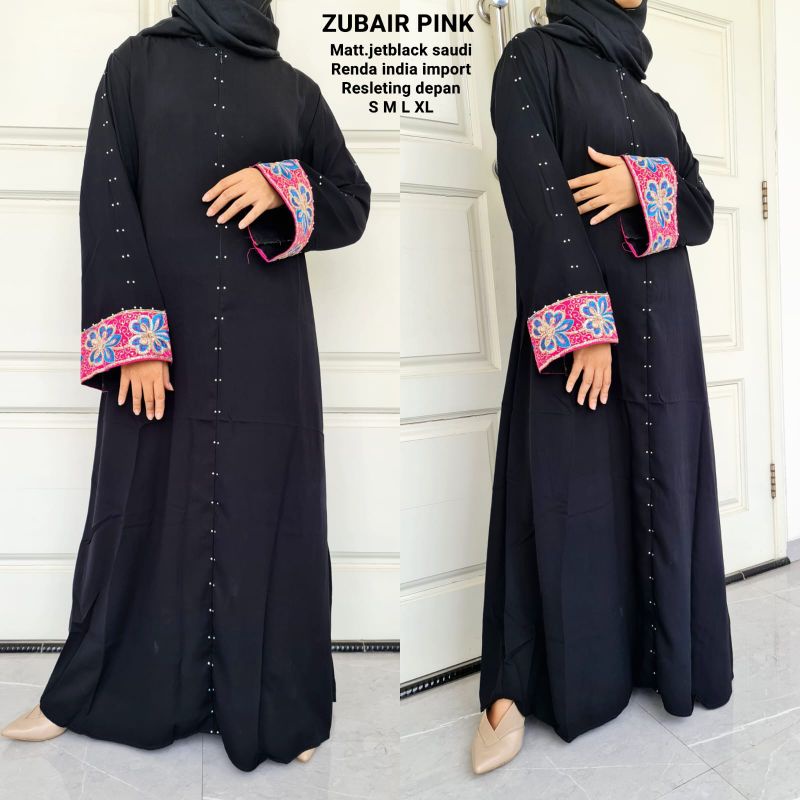abaya gamis hitam arab zubair pink jetblack ori adem