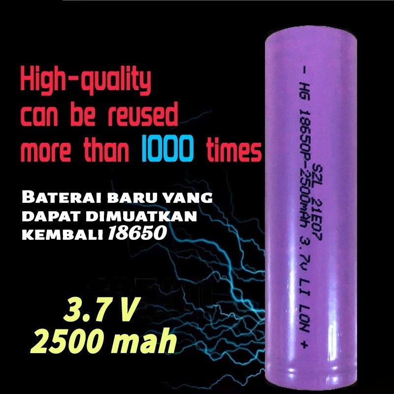 BV50-Baterai 18650 Li-ion 2500MaH Batre Powerbank Senter Solar Cell