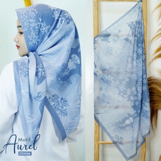 HIJAB SEGIEMPAT VOAL PREMIUM MOTIF aurel denim JILBAB SEGI EMPAT DENAY KW SQUARE LASERCUT