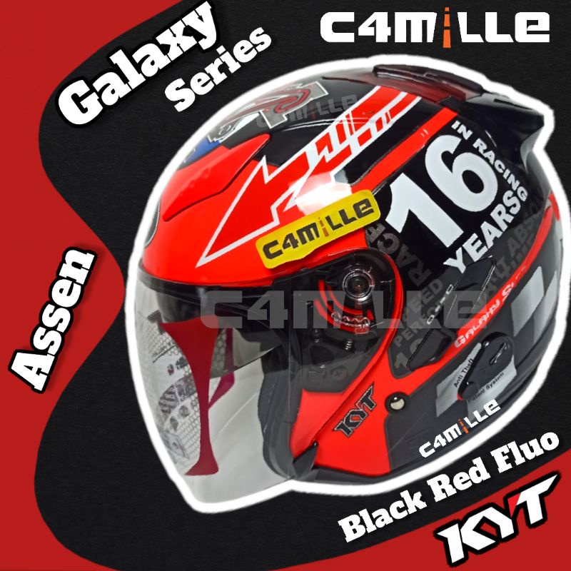 HELM KYT GALAXY SLIDE MOTIF ASSEN HALF FACE DOUBLE VISOR HALF FACE