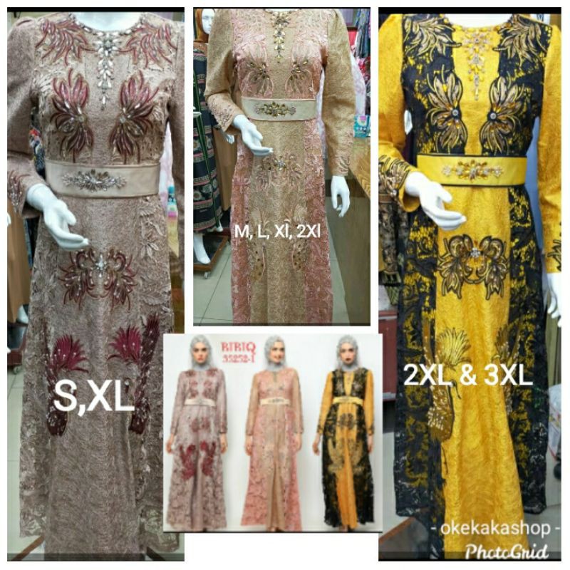 Gamis Pesta Mewah Bibiq 35252-1 Bibiq Fashion Baju Muslim Bahan brukat