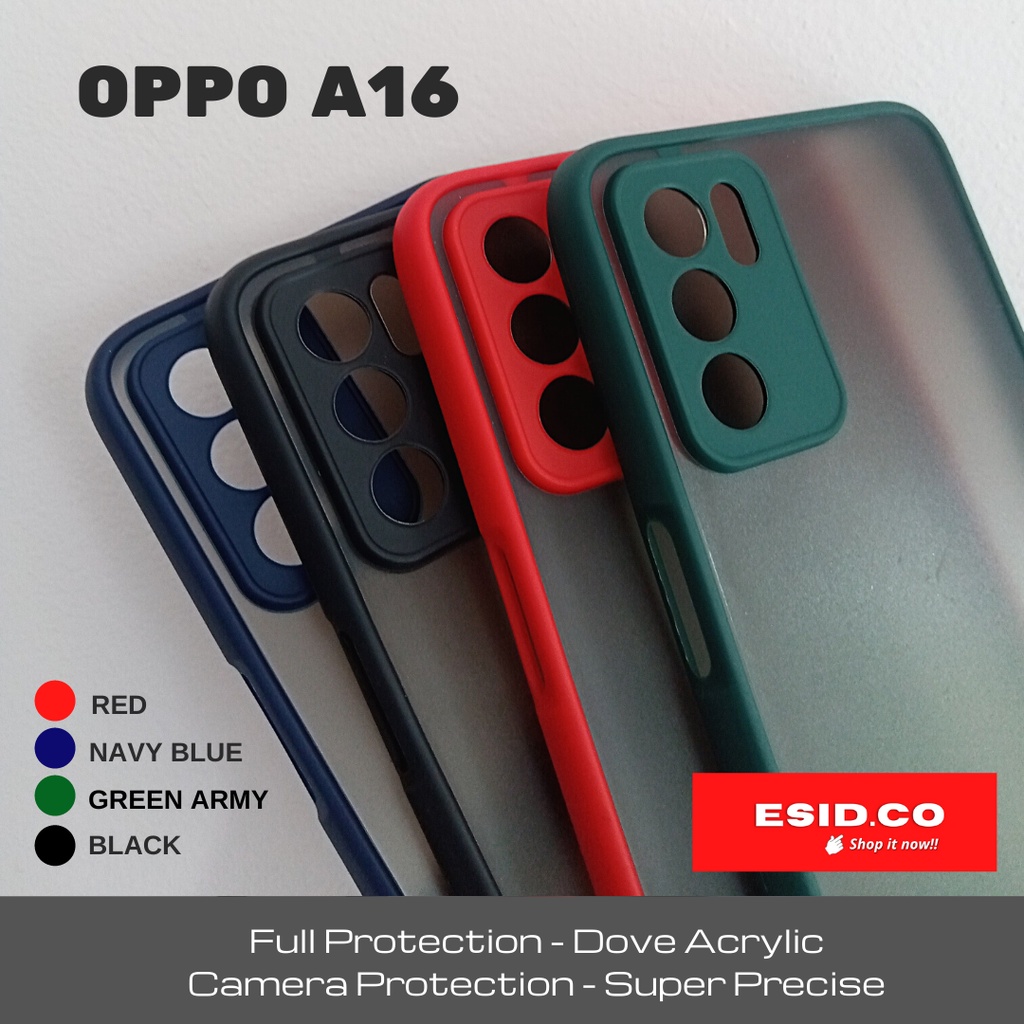 Case Oppo A16 Camera Protection Frosted Acrylic Dove Matte