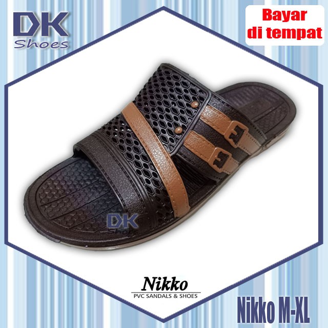 Nikko Sandal Selop Coklat M-XL / Sandal Karet PVC Laki Murah