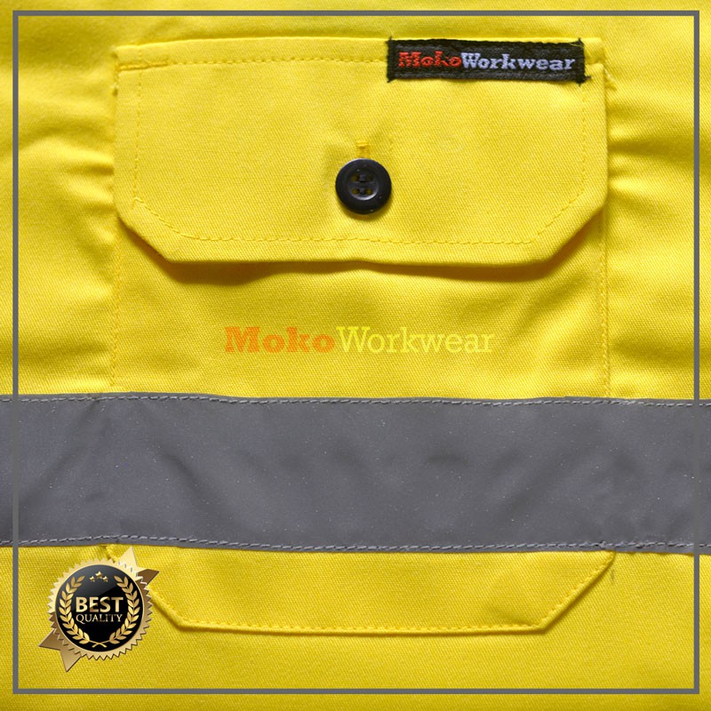 Baju Safety Lengan Panjang atau Baju Proyek Model Atasan Warna MERAH ,BIRU ,DONGKER ,ORANGE ,KUNING
