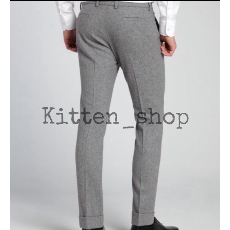 Celana panjang pria kerja bahan dasar kain wol model slimfit