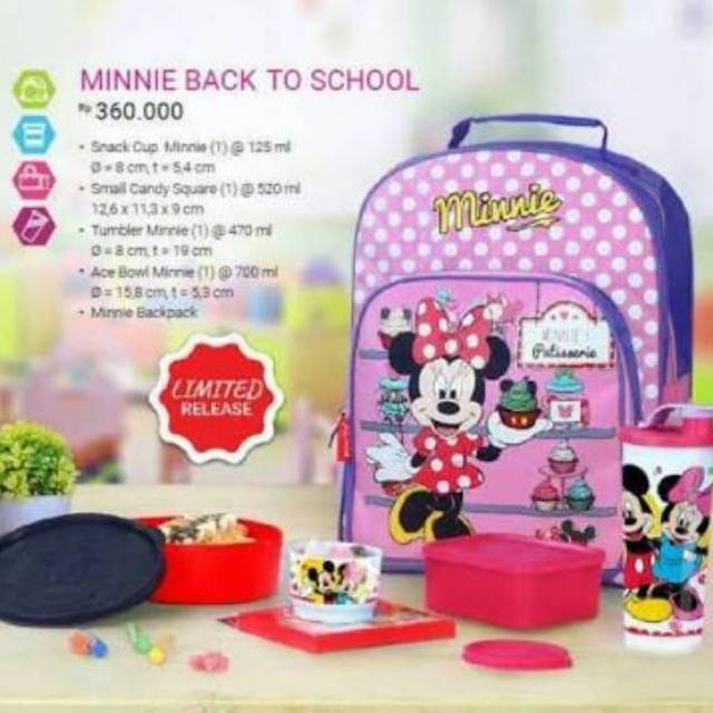 MOORLIFE TAS MICKEY MOUSE atau MINNIE MOUSE / LENGKAP dengan lunch box set