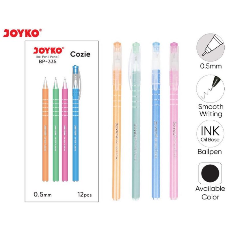 

Ball Pen Pulpen Pena Joyko BP-335 Cozie 0.5 mm 1 Box 12 Pcs