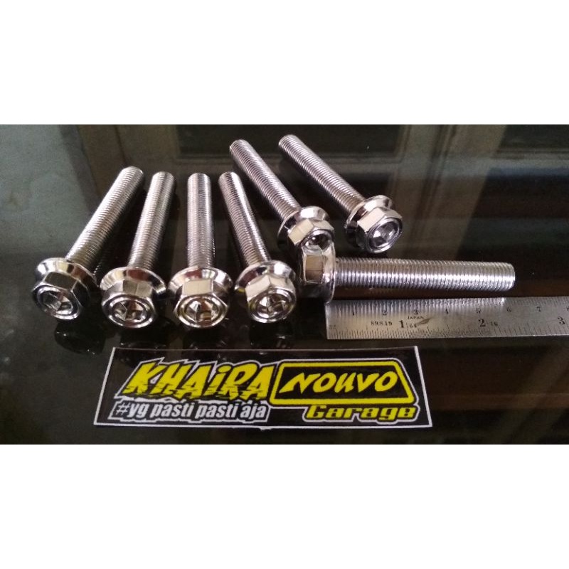 Baut probolt stainless 2 kunci baut 10x60 stainless 2 kunci baut knalpot drat 14 panjang 6cm