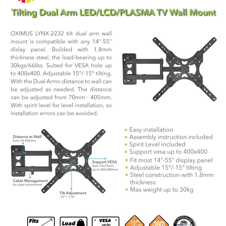 bracket tv braket tv breket tv led lengan 32&quot; 40'' 43'' 49'' 50'' 55''