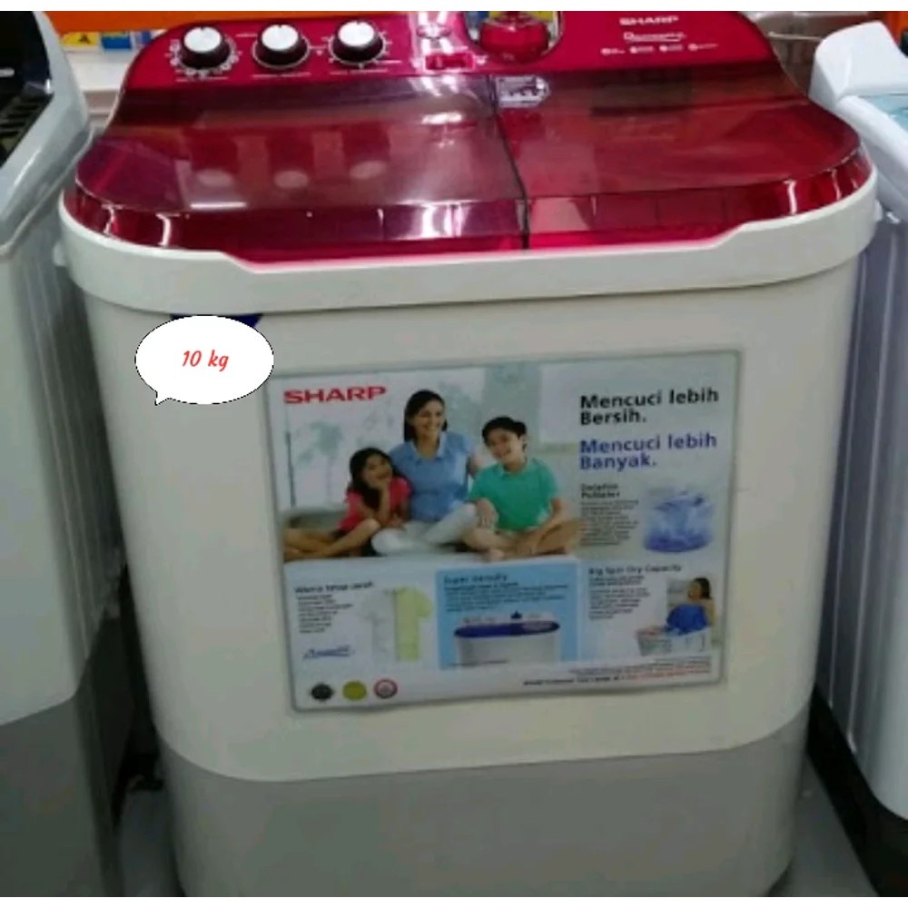 Mesin Cuci Sharp 2 Tabung Kapasitas 10Kg EST1090 Semi Auto Washer Mesin Cuci SHARP DOLPHINWAVE