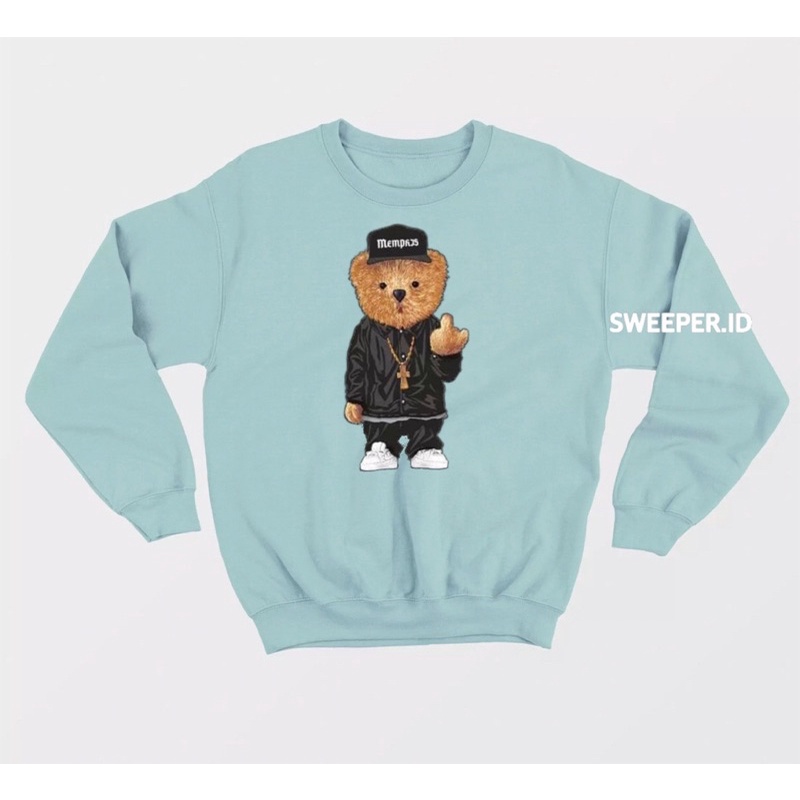 HIP-HOP TEDDY BEAR SABLON PRINTING BAHAN FLEECE