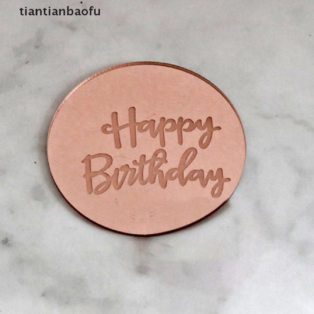 10pcs Topper Kue Ulang Tahun Bentuk Lingkaran Bahan Akrilik Warna Rose Gold