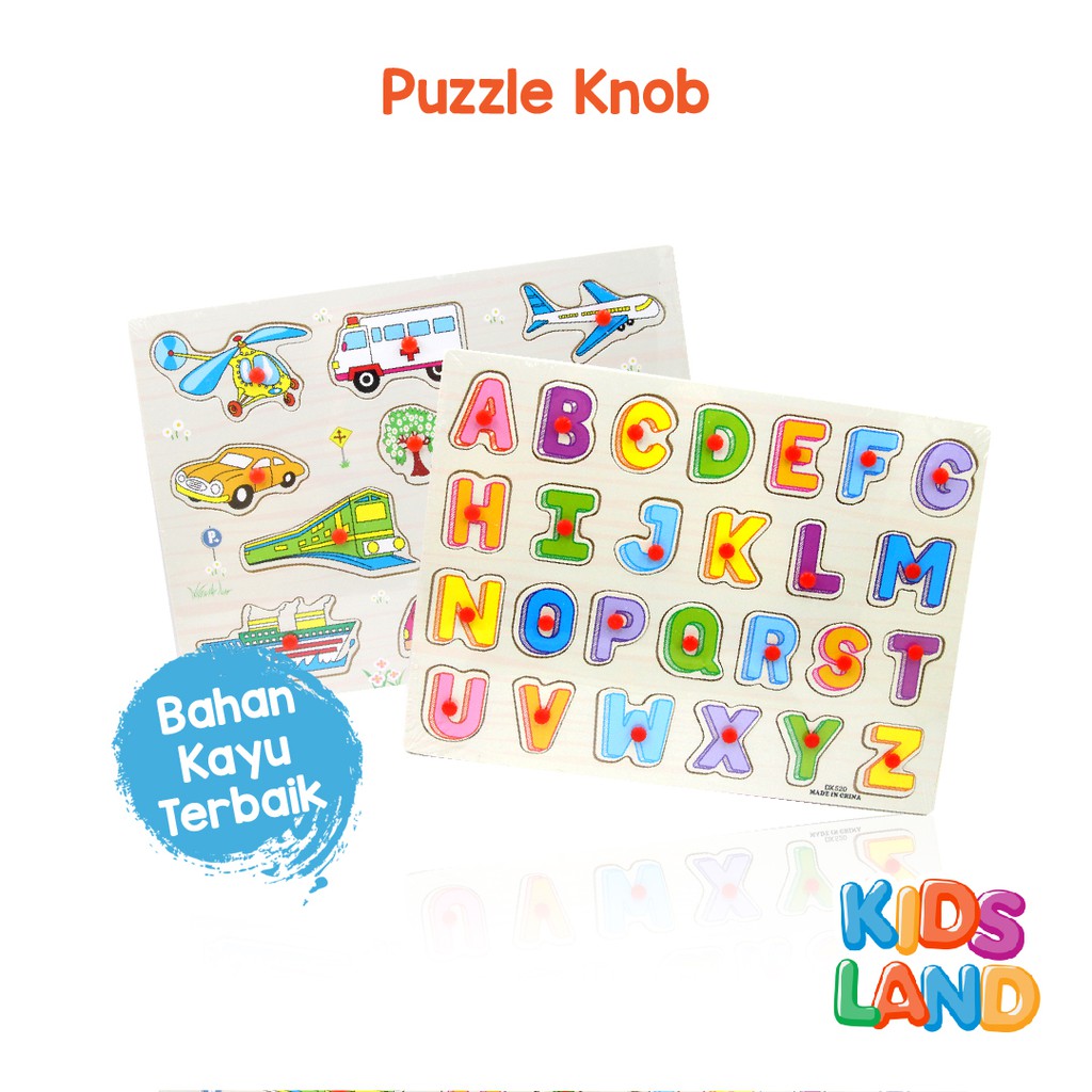 Wooden Knob Puzzle Knob Kayu Hijaiyah Arab Mainan Balok Kayu Edukatif