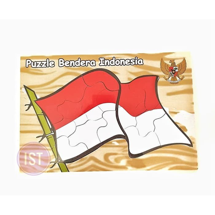 mwn.toys Puzzle Papan Kayu Bendera Indonesia Merah Putih