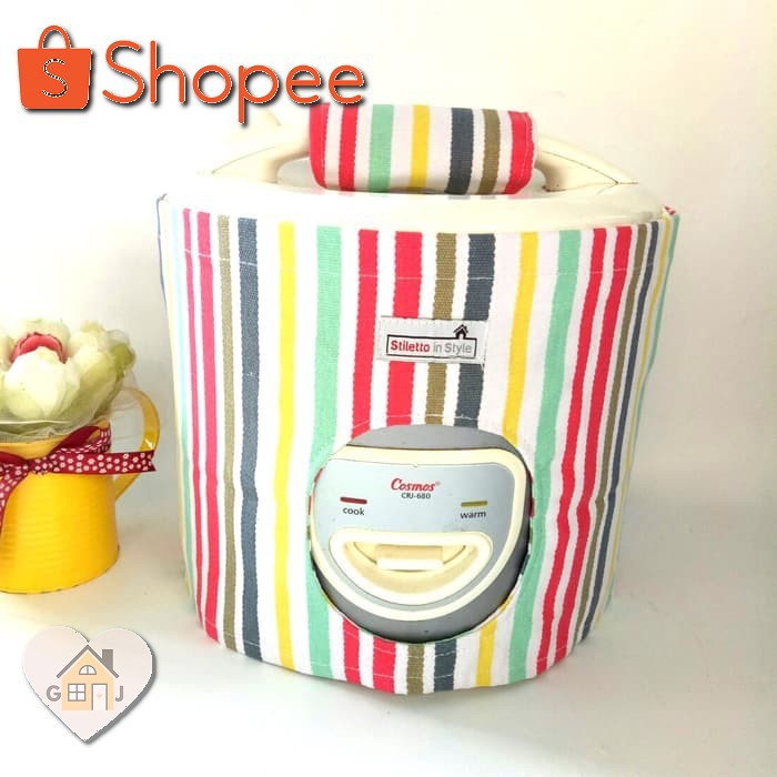 SARUNG MAGIC COM / PENUTUP RICE COOKER / KAIN TAPLAK MAGIC COM - MOTIF RAINBOW STRIPE