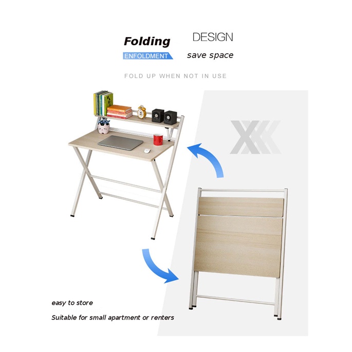 Mrosaa Meja Belajar Laptop Lipat Foldable Computer Desk - BL-A53 - White