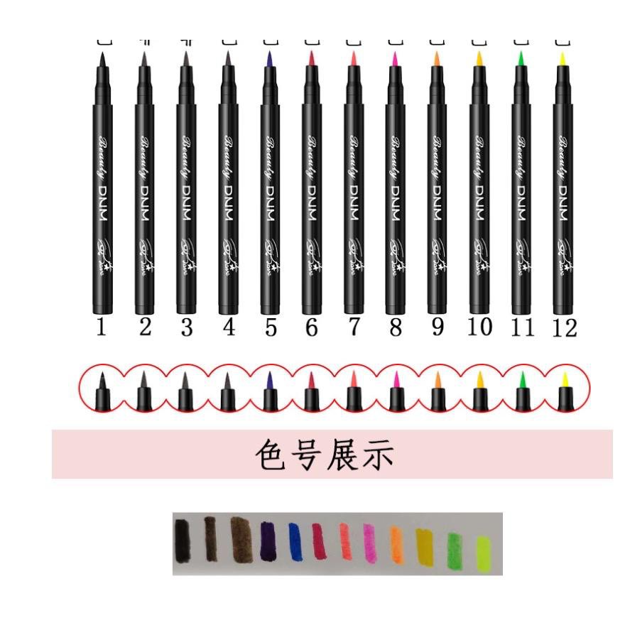 Eyeliner DNM 12 Warna Tahan Lama Tahan Air Makara Mascara Eyeliner Cat Wing Waterproof Long Lasting Maybelline