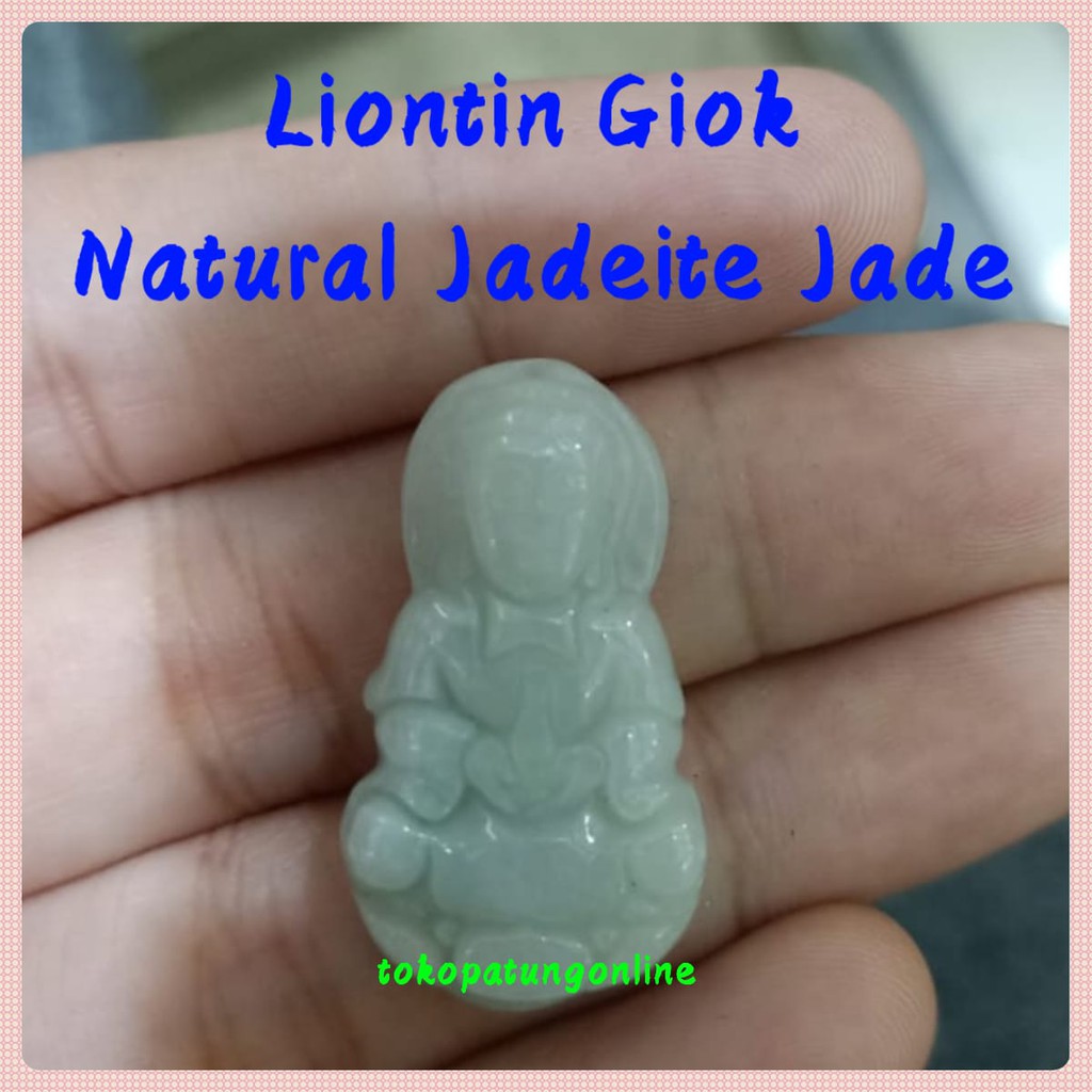 Liontin Giok  Dewi Kwan Im Natural Jadeite Jade