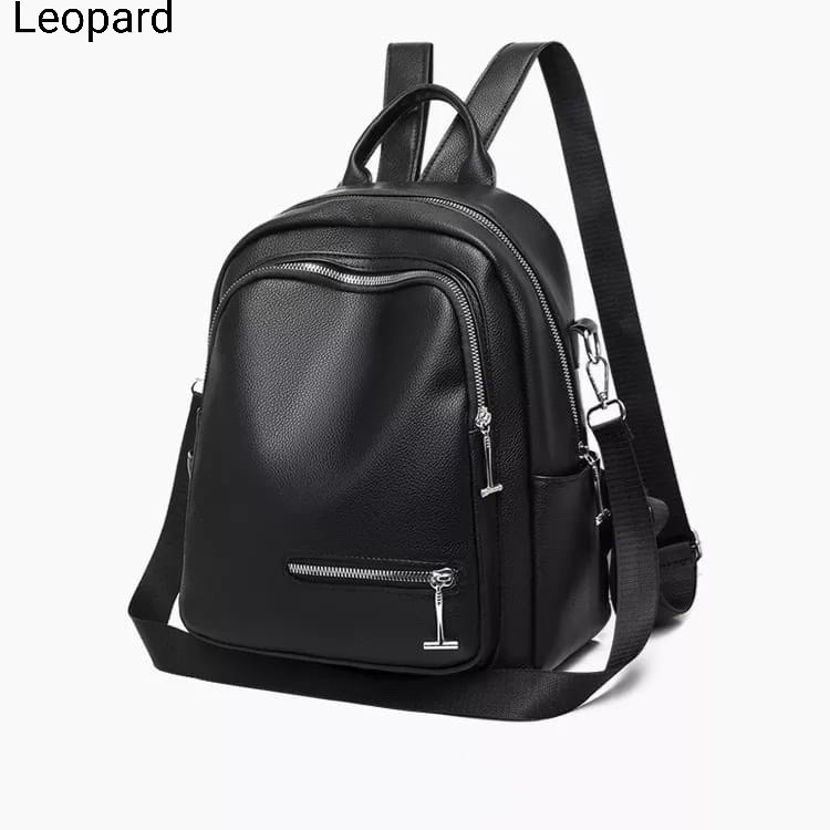 Tas ransel wanita kulit backpack multifungsi fashionable tas batam - Hitam Terbaru 2021