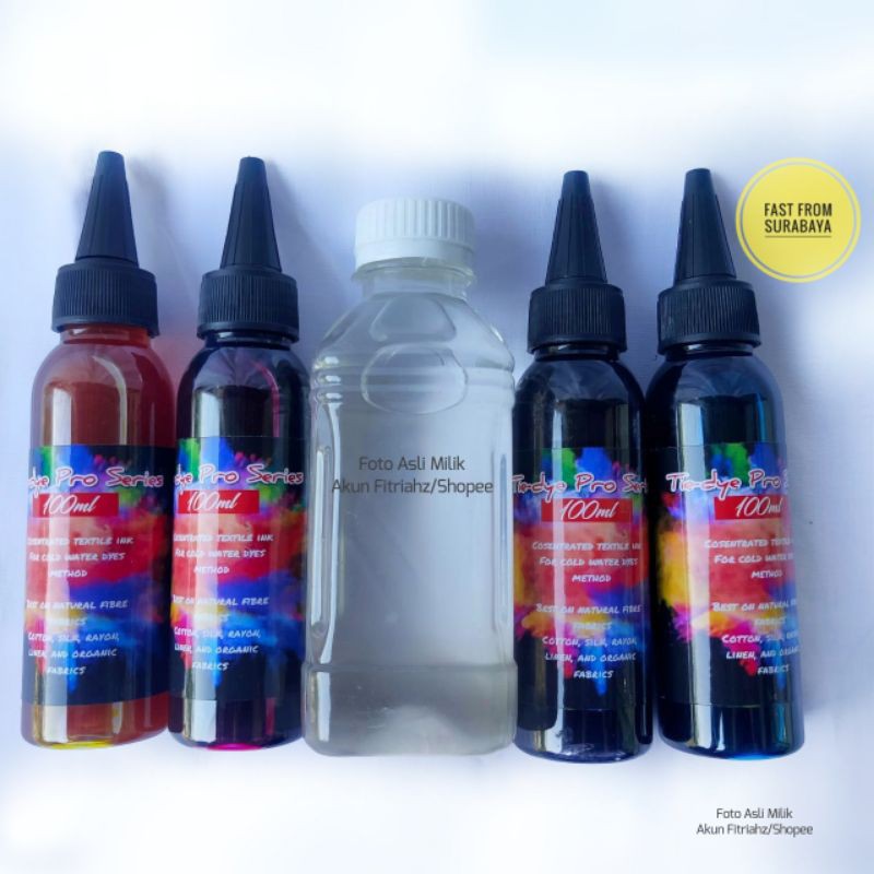 4 Warna Tie Dye @250ml Pro series Tiedye Kit pewarna tekstil kain kaos diy jumputan shibori remasol