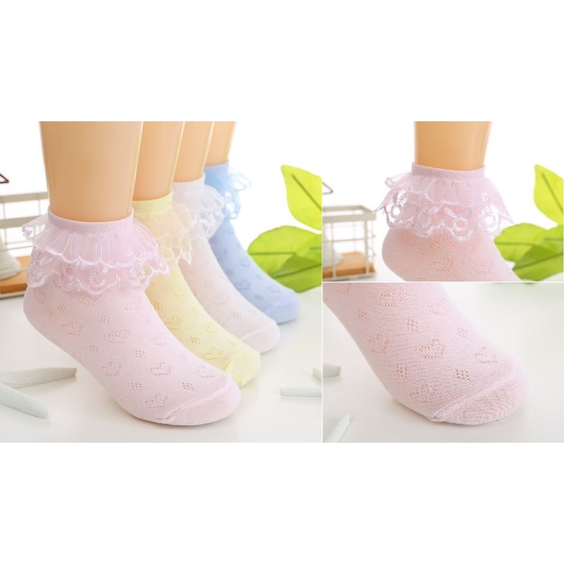 Kaos Kaki Anak Perempuan Import Model Ruffle Love Diamond Rantai / Kid Girl Socks