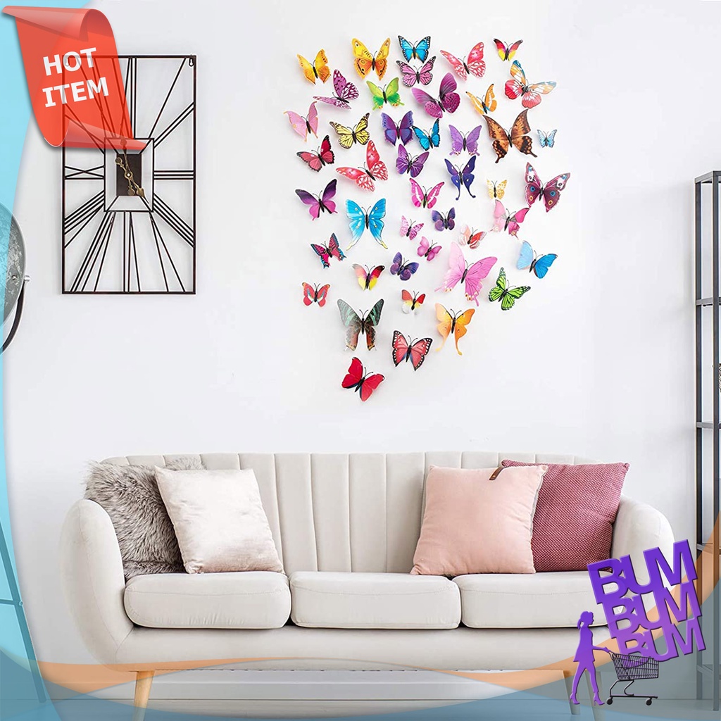 Stiker Kupu-kupu Dinding 3D Wall Art