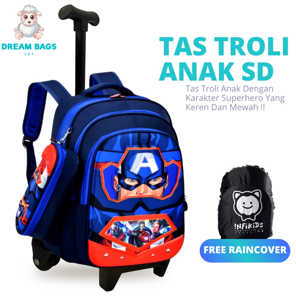 Ransel Troli Anak SD Karakter - Tas Troli Anak Laki Laki Karakter - Tas Troli Anak Laki Laki - Tas Koper Anak