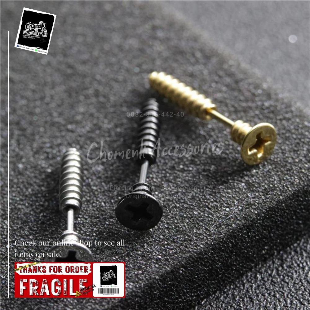 ANTING TINDIK SCRUP SEKRUP SCREW ANTING TITANIUM PIERCING EARRING ANTING TINDIK SEKRUP TITANIUM ANTING TINDIK SEKRUP TITANIUM ANTING TINDIK PIERCING SEKRUP SCREW (1PCS).