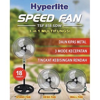 Hyperlite Speed Fan 18&quot; Inchi - 3in1 Fan - Stand/Desk/Wall Fan - Tahan