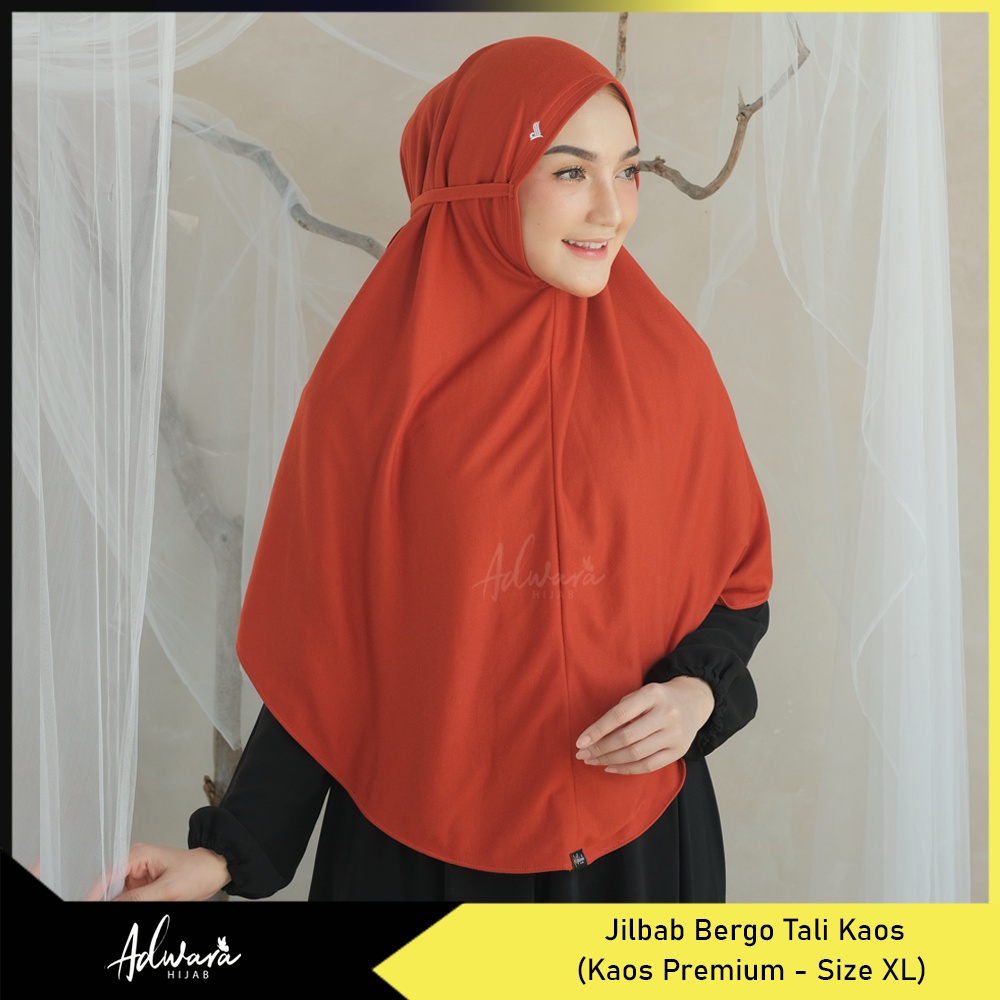 ADWARA HIJAB Jilbab Bergo Tali Kaos XL PREMIUM / Hijab Bergo Tali Non Pet Bahan Tebal dan Adem