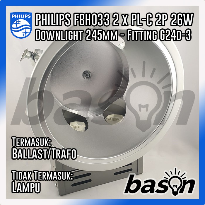 PHILIPS Downlight FBH033 2x PL-C 2P 26W White 245mm G24d-3