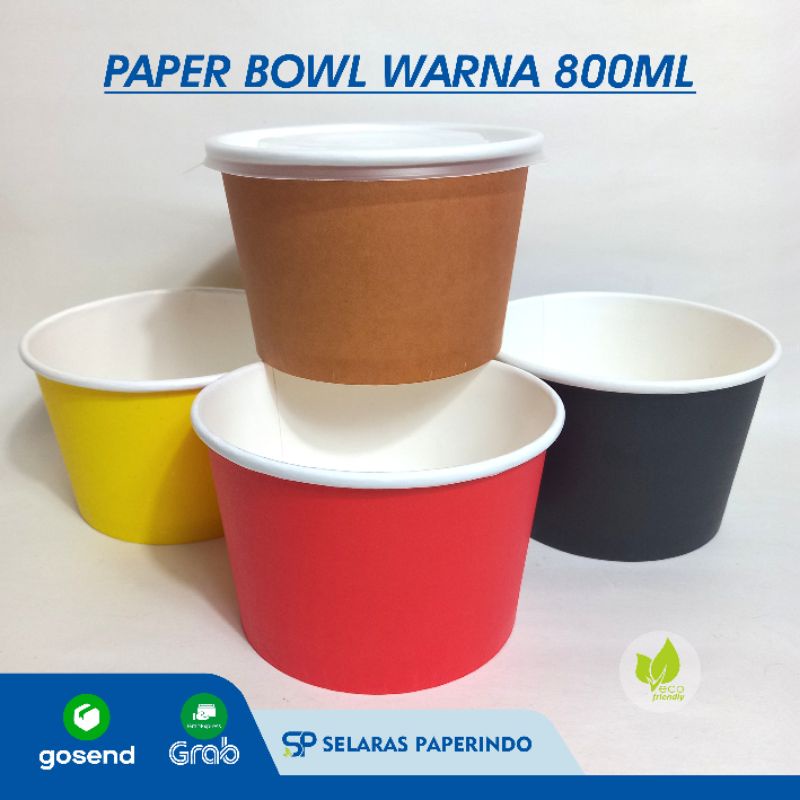 ISI 100 CUCI GUDANG | Paper bowl 800 ml warna - paperbowl warna - rice bowl - rice bowl kertas - ric