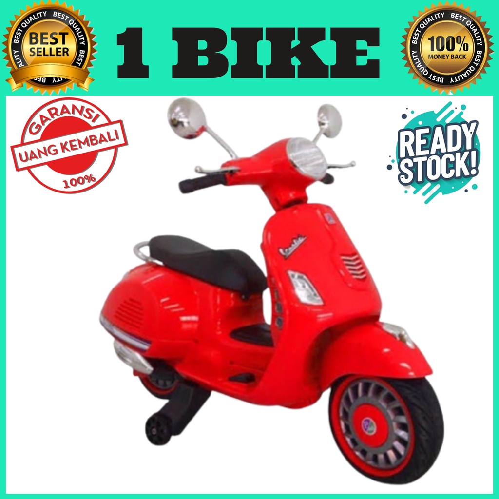 MAINAN ANAK MOTOR AKI VESPA VESTIC PMB 288 M288 , motor aki anak, motor anak murah , mainan anak