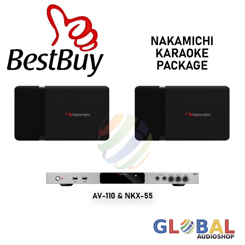 Nakamichi Paket Karaoke NKX-55 AV-110 Speaker Amplifier Microphone Mic NKX55 AV110