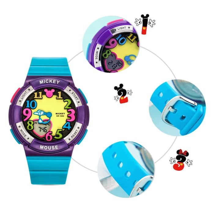MICKEY MOUSE MS15029L DISNEY JAM TANGAN SPORTS ANAK BIRU ORIGINAL