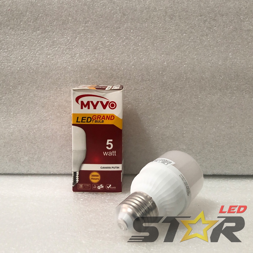 MYVO Grand Bulb T LED 5W Lampu Bohlam Tabung Murah Hemat Energi Irit Listrik Super Terang 5 WATT Warna Putih Kuning Star