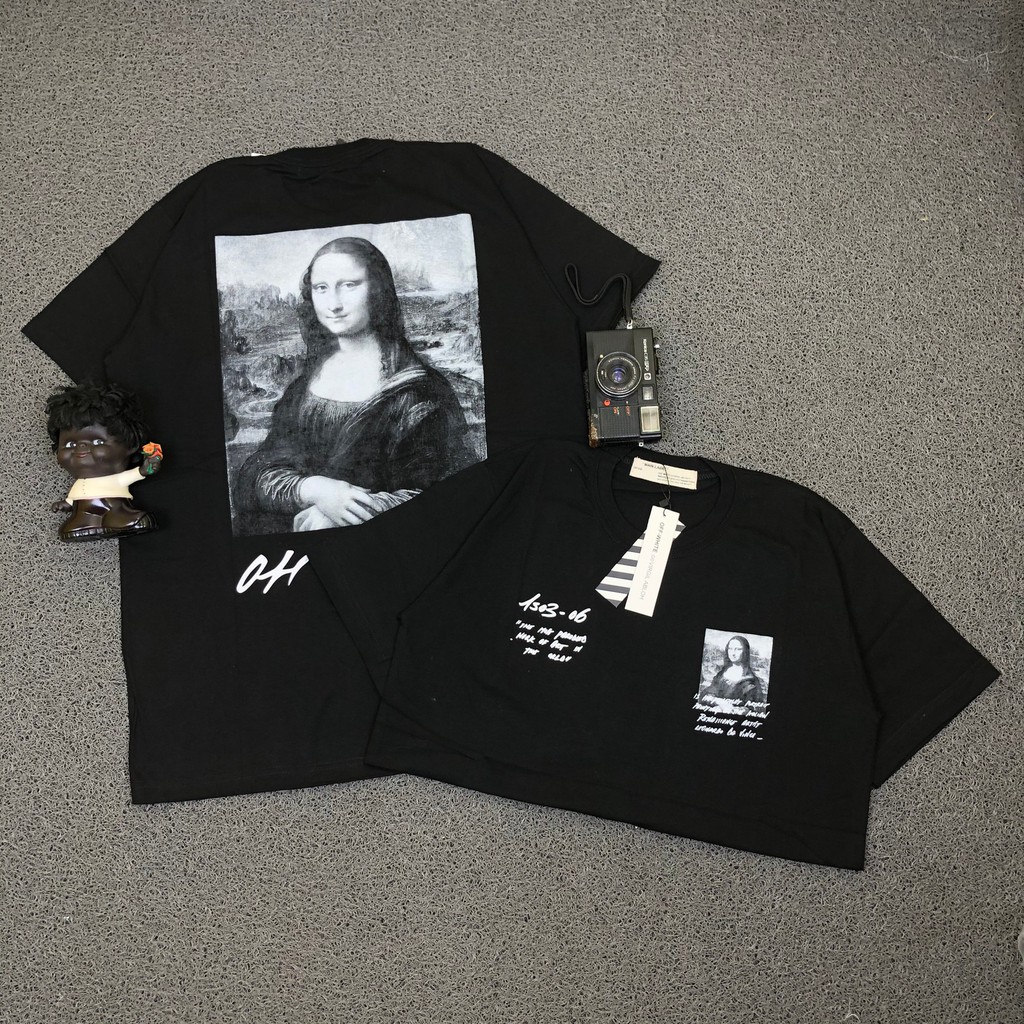 KAOS TSHIRT OFFWHITE OFF WHITE MONOCHROME MONALISA FULL TAGS TEE