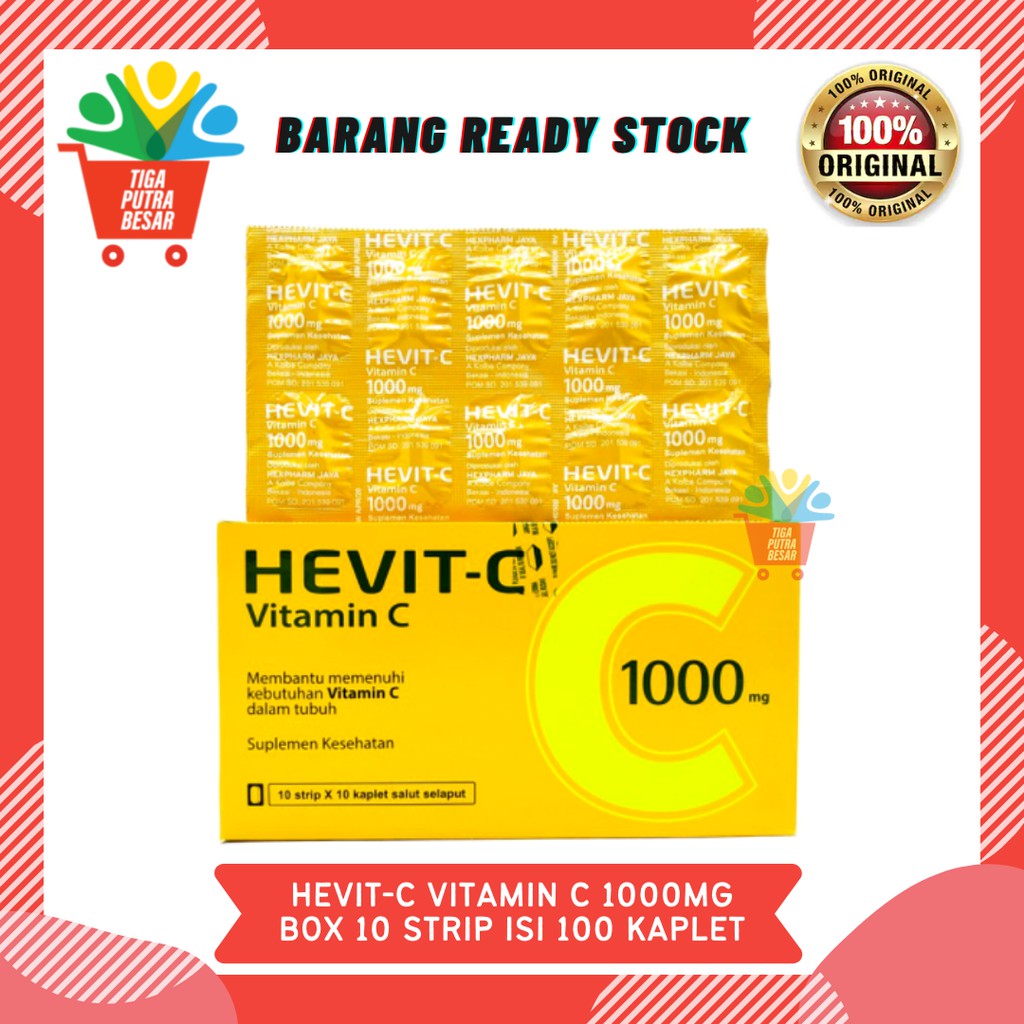 HEVIT C SUPLEMEN KESEHATAN VITAMIN C 1000MG BOX 10 STRIP ISI 100 KAPLET