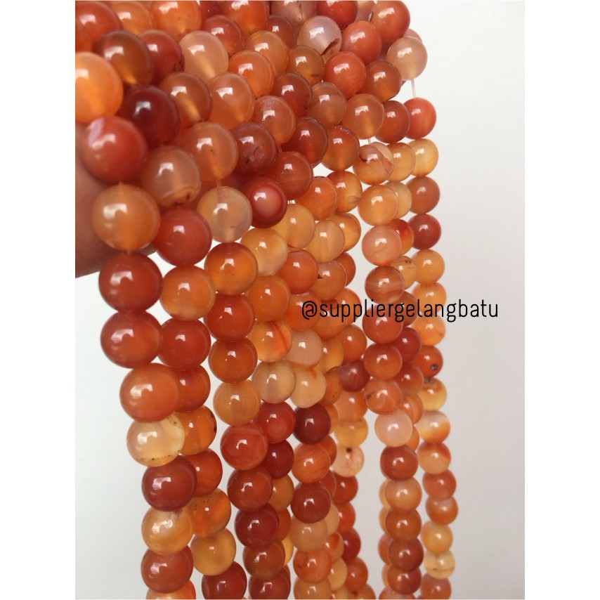 Carnelian Putih Orange Natural Stone Batu Perhiasan Fashion 10mm Akik Bacan Renteng Natural Akik